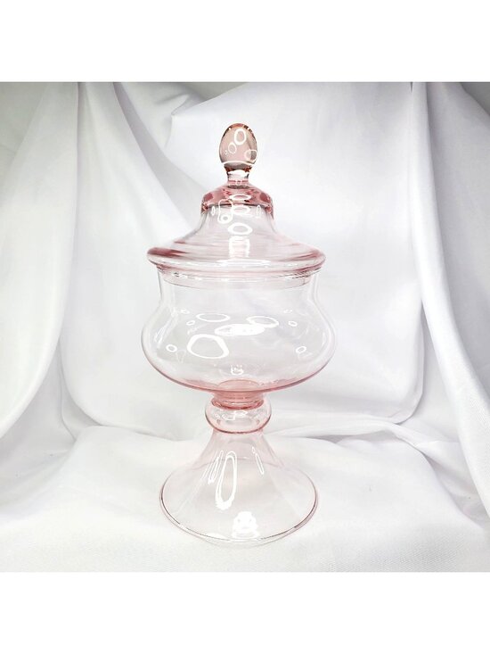 Princess House Other - Princess House Pink Glass Apothecary Jar Circus Lid 10.5" Pedestal Candy Dish